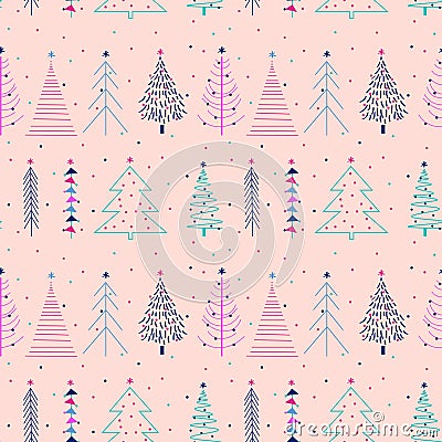 Seamless pattern with Christmas tree. Vector Illustration